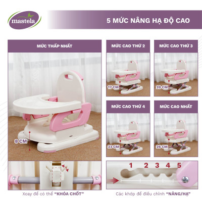 Ghế Ăn Dặm, Ghế Ngồi Ăn Em Bé Nâng Hạ Độ Cao Có Đế Chắc Chắn Mastela 0711