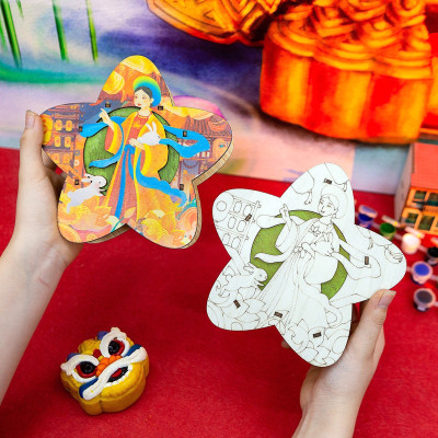 Lồng Đèn Trung Thu Gỗ Mộc Màu : Đèn Hằng Sao - Bách Mộc 11 (Có Kèm Pin)