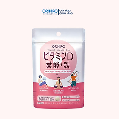 Viên uống bổ sung vitamin D axit folic sắt Orihiro 120 viên