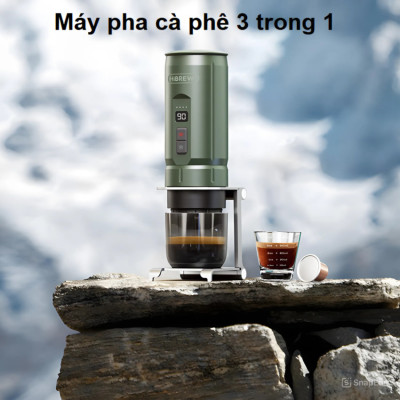 Máy pha cà phê cầm tay chuyên nghiệp Espresso 3 trong 1, dùng pin có thể pha cả nóng và lạnh. Thương hiệu Mỹ cao cấp HiBREW - H4C. HÀNG CHÍNH HÃNG