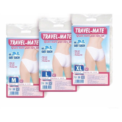 Combo Bao Quần Lót Miễn Giặt Tiện Lợi TRAVEL-MATE Nữ, 5 Cái/Bao Size M: Vòng mông: 84 - 94 cm