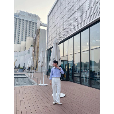 Áo sơ mi nam phong cách Hàn Quốc dài tay thiết kế cổ trụ tinh tế, thanh lịch MS04