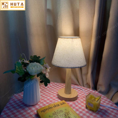 Đèn Ngủ Gỗ HUTA Light For Life G2 Chao Nón Vintage Dễ Thương, Decor Trang Trí Phòng Ngủ, Điều Chỉnh Độ Sáng, Bóng Led Sáng Vàng Tiết Kiệm Điện