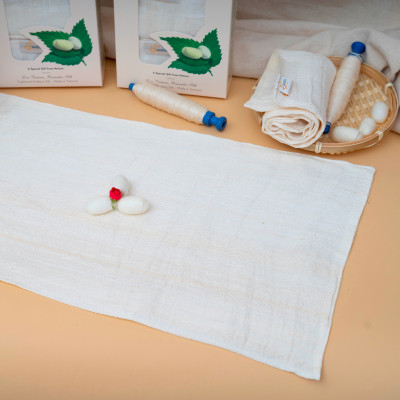 Khăn Mặt Tơ Tằm Cao Cấp SenSilk – Combo Full House 4 Khăn - Silk Towel made in Vietnam 40*30cm - Quà Tặng khách nước ngoài