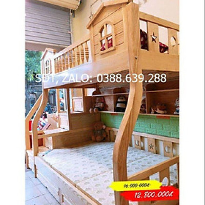 Giường tầng cho bé gỗ sồi