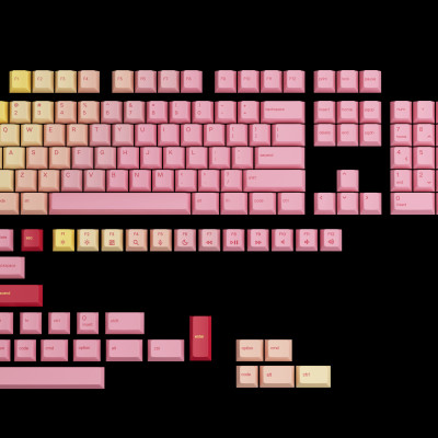 Bộ keycap Glorious GPBT Pink Grapefruit - 143 phím - Hàng Chính Hãng