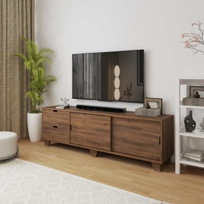 HAPPY FURNITURE , ALVA - Kệ TV 2 ngăn kéo 2 cửa lùa, KTV_065 , 180cm x 40cm x 56cm DxRxC