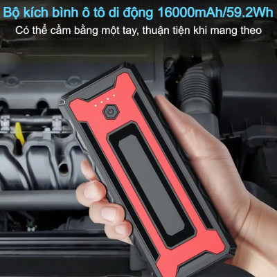 Bộ kích nguồn ô tô Choetech TC0009 2000A sạc pin cầm tay dung lượng 16000mAh tích hợp đèn Led 3 chế độ (Hàng chính hãng)