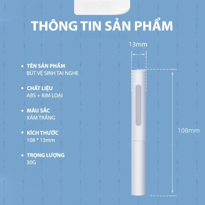Bút Vệ Sinh Tai Nghe Bluetooth 3 Trong 1 Cao Cấp MIFAN - Làm sạch bụi bẩn trong hộp đựng, loa, cổng sạc, điện thoại - Hàng Nhập Khẩu