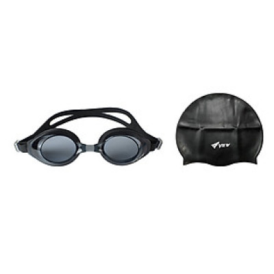 Bộ Kính Bơi VIEW V610 BK (Đen) Chống Sương Mù Chống tia UV Và Nón Bơi View V31(Đen) - Hàng chính hãng 100% sản xuất tại Nhật Bản