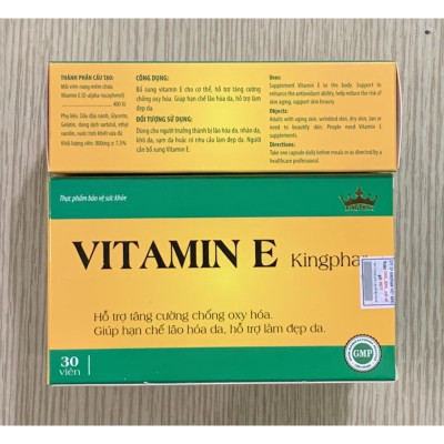 Vitamin E Kingphar , hộp 30v, đẹp da, chống lão hoá
