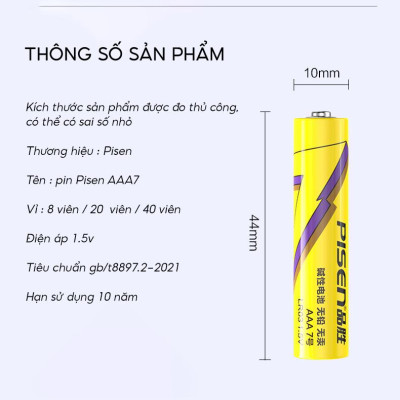 Vỉ 8 Pin Tiểu Pisen AA5 1.5V Super Heavy - Pisen LR6