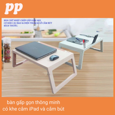 Bàn học laptop gấp gọn làm bằng nhựa cao cấp dùng cho sinh viên học sinh