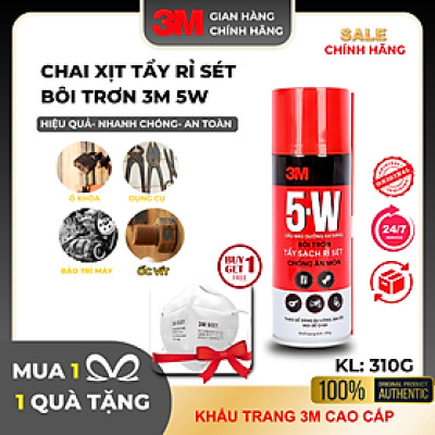 Chai Tẩy Rỉ Sét Và Bôi Trơn  3M 5-W - Hàng chính hãng - Tẩy sét, bôi trơn các loại ổ khóa, khe cửa lùa, đẩy nước ra khỏi ổ khóa xe, bugi, công tắc ôtô xe máy sau khi rửa xe, ngập nước.