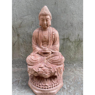 Tượng phật adi đà bằng gỗ hương đá kt cao 100×45×45cm