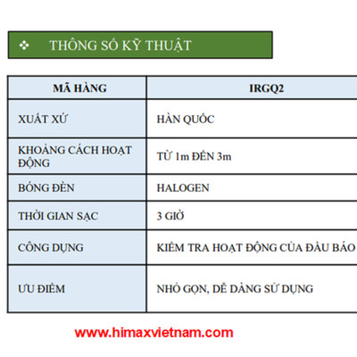 Thiết bị kiểm tra đầu báo lửa hi max IRGQ2