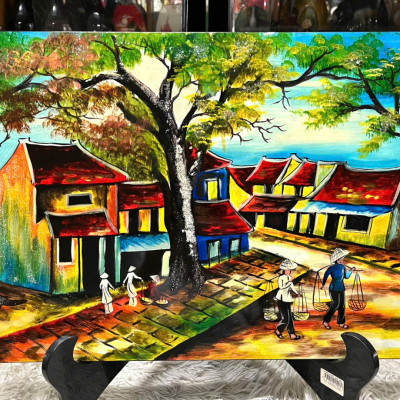Tranh Sơn Mài - PHỐ CỔ VIỆT NAM | Size 40x60 cm | Hoài Niệm Thời Gian – Nghệ Thuật Sơn Mài Truyền Thống
