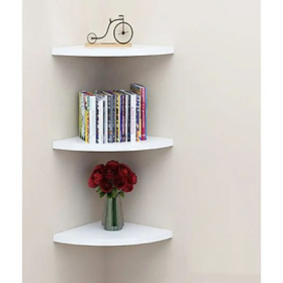 Bộ 3 Kệ Trang Trí Treo Góc Tường Juno Sofa Hình Cung Tròn (Không Cần Khoan Tường) KT 28x 28x1.8cm