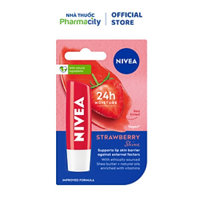 Son Dưỡng Môi NIVEA Strawberry Shine Hương Dâu - Màu đỏ (Thỏi 4.8g)