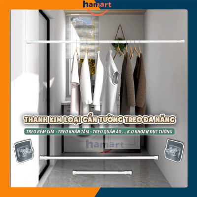 Thanh Treo Rèm Dán Tường Treo Đồ Đa Năng Hamart Kim Loại Gắn Tủ Quần Áo Cửa Sổ Ngang 1.3CM