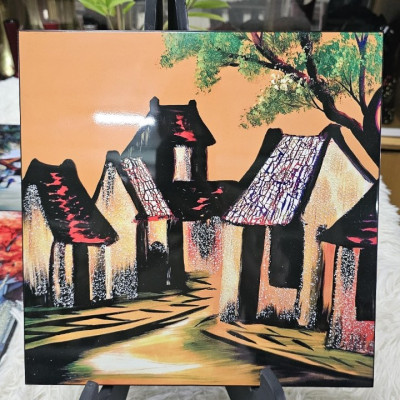 Tranh Sơn Mài - PHỐ CỔ VIỆT NAM | Size 30x30 cm | Hoài Niệm Thời Gian – Nghệ Thuật Sơn Mài Truyền Thống