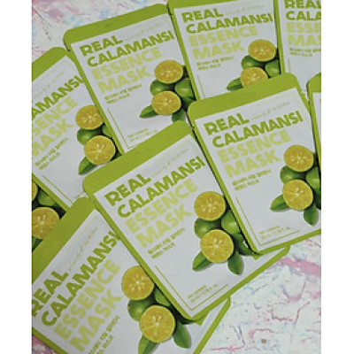Set 10 Mặt nạ dưỡng trắng da tinh chất chanh tươi - FARMSTAY REAL CALAMANSI ESSENCE MASK - 23ml