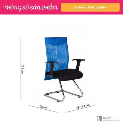 Ghế phòng họp chân quỳ inox bọc vảiSMLIFE Phoebe