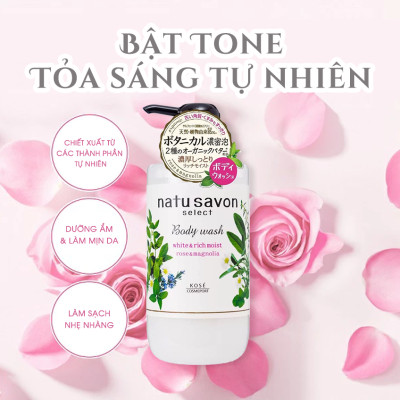 Sữa Tắm Dưỡng Trắng Và Mềm Mịn Da Kose Softymo Natusavon Select Body White & Rich Moist (500 mL)