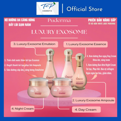 Tinh chất nước thần tái tạo Luxury Exosome Essence 100ml, phiên bản nâng cấp từ Nước hoa hồng hỗ trợ mờ nám Puderma White Jade Toner 100 ml: chống lại sự lão hóa da, giảm sự hình thành các nếp nhăn.