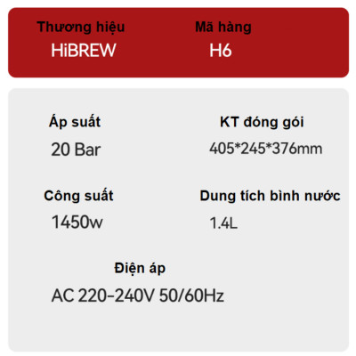Máy pha cà phê 4 trong 1, Espresso, Viên Nén Nespresso, Nescafe Dolcegusto, Kcup thương hiệu Mỹ cao cấp HiBREW H6 - Hàng Nhập Khẩu