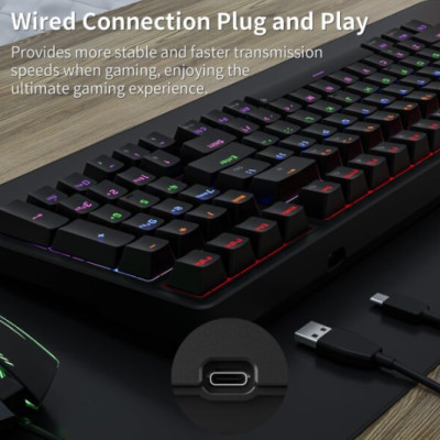 Bàn phím cơ Gaming có dây Newmen GM328 Hotswap Black Red Switch - Hàng chính hãng 