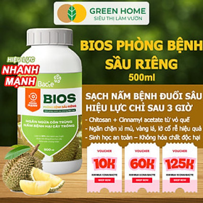 Chế Phẩm Sinh Học Bacte Bios Phòng Bệnh Sầu Riêng, Green Home, Chai 500ml, Hiệu Lực Nhanh Mạnh