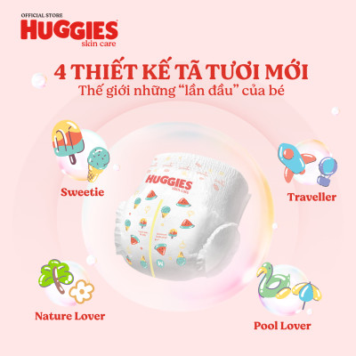 [MUA 4 TẶNG 1] Tã quần Huggies Skincare Mega Jumbo XL84+4 Mẫu Dày 2mm