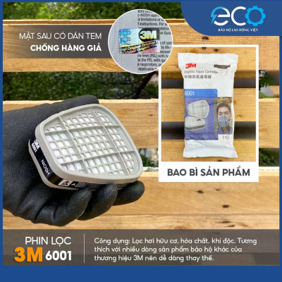 Phin Lọc 3M 6001, 6003, 6006 kết hợp tấm lọc bụi 5N11 cùng nắp giữ 501 lọc hơi hữu cơ xăng dầu phun sơn, chống độc, lọc bụi siêu mịn, vô cơ, hữu cơ