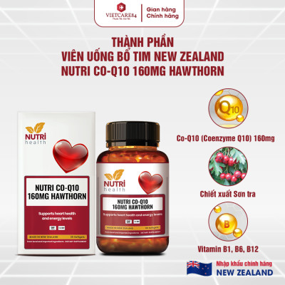 Bộ Sản Phẩm Bổ Tim, Bổ Xương Khớp New Zealand: Bổ Tim Nutri Co Q10 160g Hawthorn -30 Viên; Go Glucosamine 1-A-Day 1500mg
