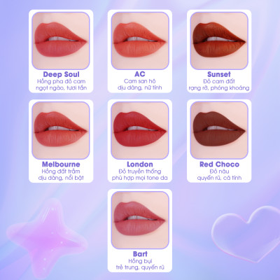 Son Kem Lì myKella Thuần Chay, Mịn Mượt, Dưỡng Môi Chống Thâm - KISSABLE MATTE LIP CREAM 5ml