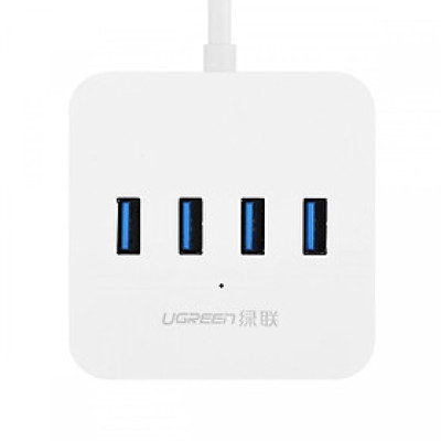 Hub usb 4 cổng usb 3.0 hỗ trợ nguồn DC 5V-2A dây dài 1M màu trắng UGREEN 30202Cr118  - Hàng Chính Hãng