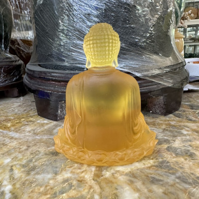 Tượng Phật A di đà đá lưu ly đặt bàn làm việc, xe ôtô - Cao 10 cm