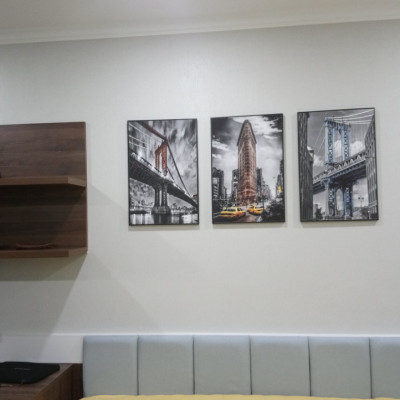 Bộ 3 tranh treo tường Canvas kỳ quan cây cầu và tòa nhà  CVC03044