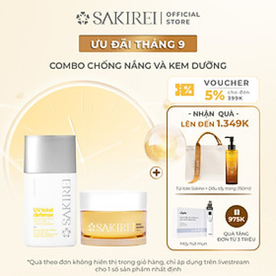 Combo Chống nắng Sakirei SPF 50+ PA++++ & Kem dưỡng phục hồi da Sakirei NMN Revitalize