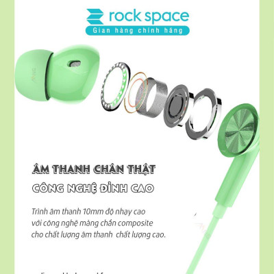 Tai nghe có dây nhét tai Rockspace ES07 chuẩn cắm 3.5 có mic chơi game nghe nhạc - Hàng chính hãng bảo hành 1 năm