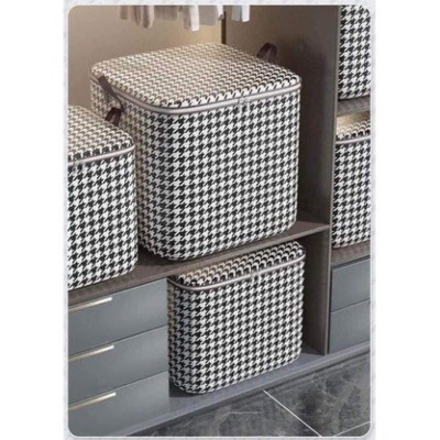 Túi Vải Caro Trắng Đen Đựng Quần Áo – Chống Bụi, Có Quai, Siêu Bền, Dễ Vệ Sinh