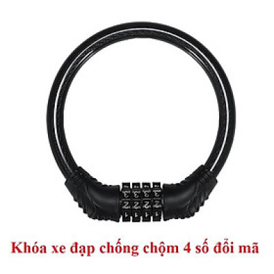 Khóa Xe Đạp 4 Mật Khẩu, Chống Trộm Di Động Vòng Cố Định Phụ Kiện Xe Đạp