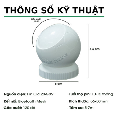 Cảm Biến Chuyển Động Và Ánh Sáng - Hunonic Pir Sensor Hình Cầu - Công nghệ Bluetooth Mesh