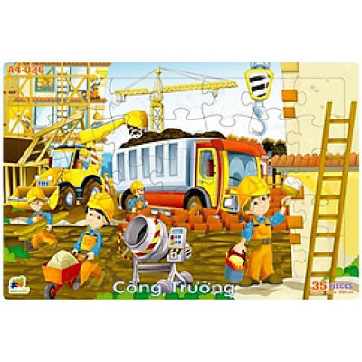 Bộ Xếp Hình Khổ A4 Puzzle Minh Châu 35-026 - Công Trường (35 Mảnh Ghép)