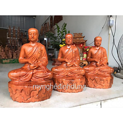 Tượng thánh tăng sivali bằng gỗ hương đá kt cao 30×17×14cm 