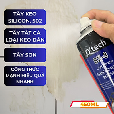 Bình Xịt Tẩy Keo, Silicon, Tẩy Sơn, Tẩy Mọi Loại Keo O’tech BX-8 (450ml) Gasket Sealant Remover - Hàng Chính Hãng