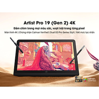 XP-PEN Artist Pro 19 (Gen 2) – Bảng Vẽ Màn Hình 4K Chuẩn Màu Calman Verified - Hàng Chính Hãng