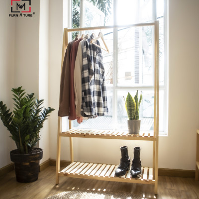 GIÁ TREO QUẦN ÁO LĂP RÁP 2 TẦNG HÀN QUỐC [ SƠN PU ] MWFURNITURE SIZE 860 - AHANGER 2F 86 NATURAL