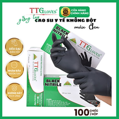Găng Tay Y Tế Size S Không Bột Nitrile Màu Đen TTGLOVES (100 chiếc)